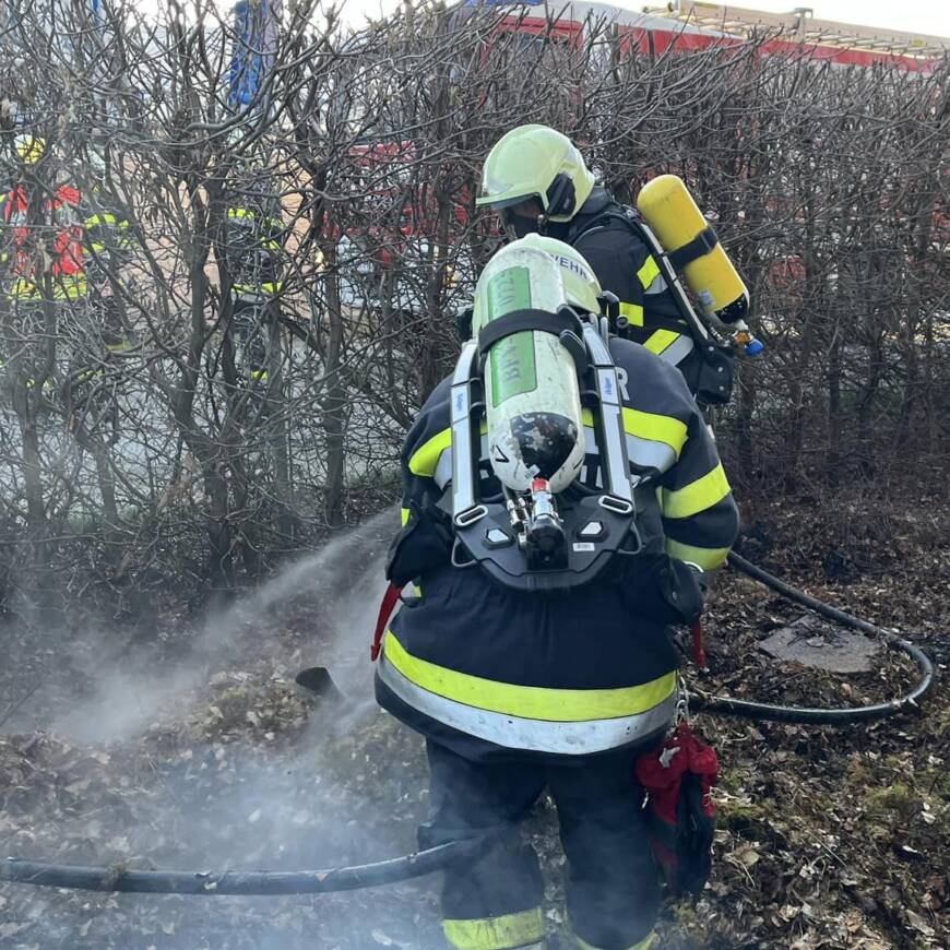 Brand eines Laubhaufens